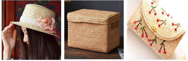 orange white color woven mesh fabric Textiles cloth in natural straw paper material 1