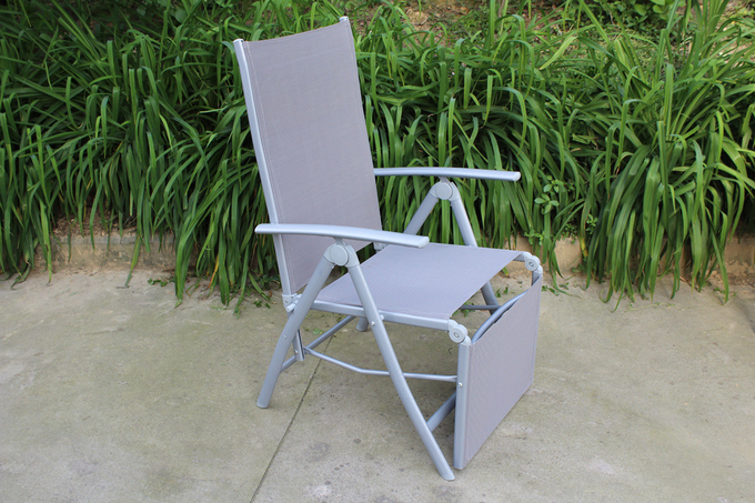 outdoor iron sling textilene mesh fabric folding arm chair also as bed 1